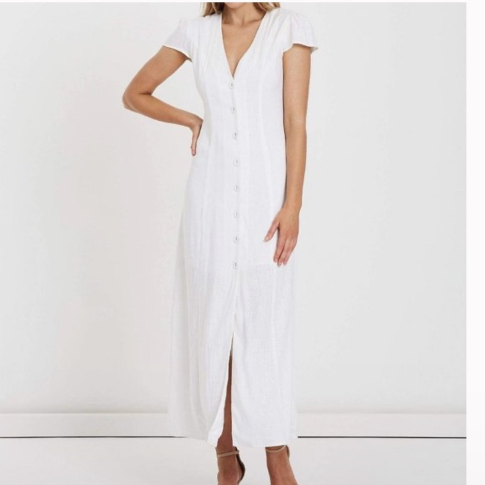 White button down maxi dress
